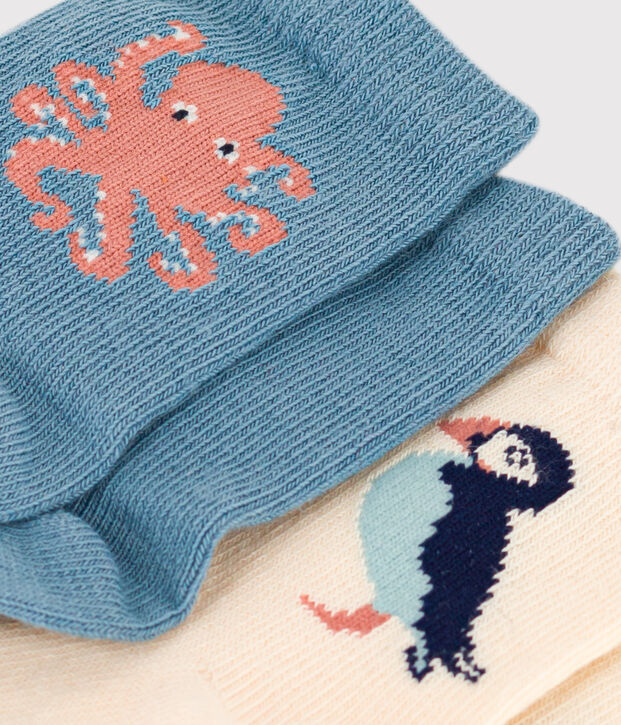 Juego de 2 pares de calcetines de punto de algod&oacute;n para beb&eacute; multicolor