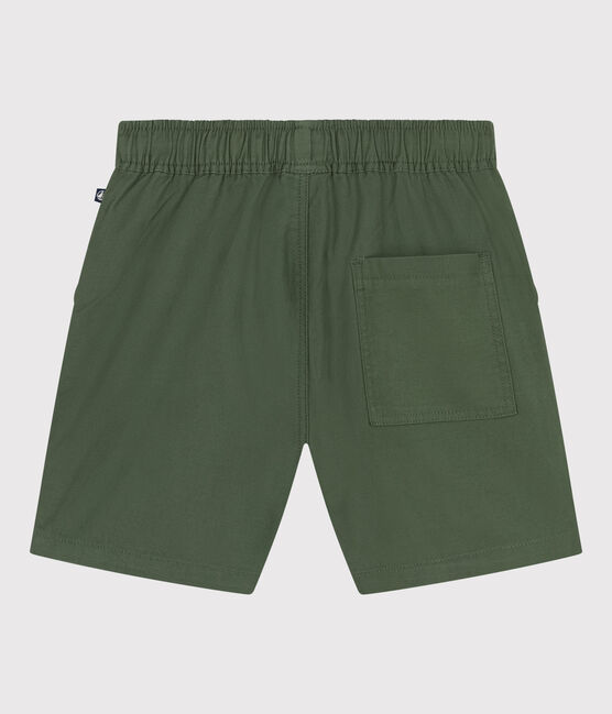 Pantalón corto infantil de sarga de algodón y lino verde CROCO