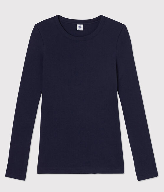 Camiseta L'ICONIQUE con cuello redondo de algodón de mujer azul SMOKING