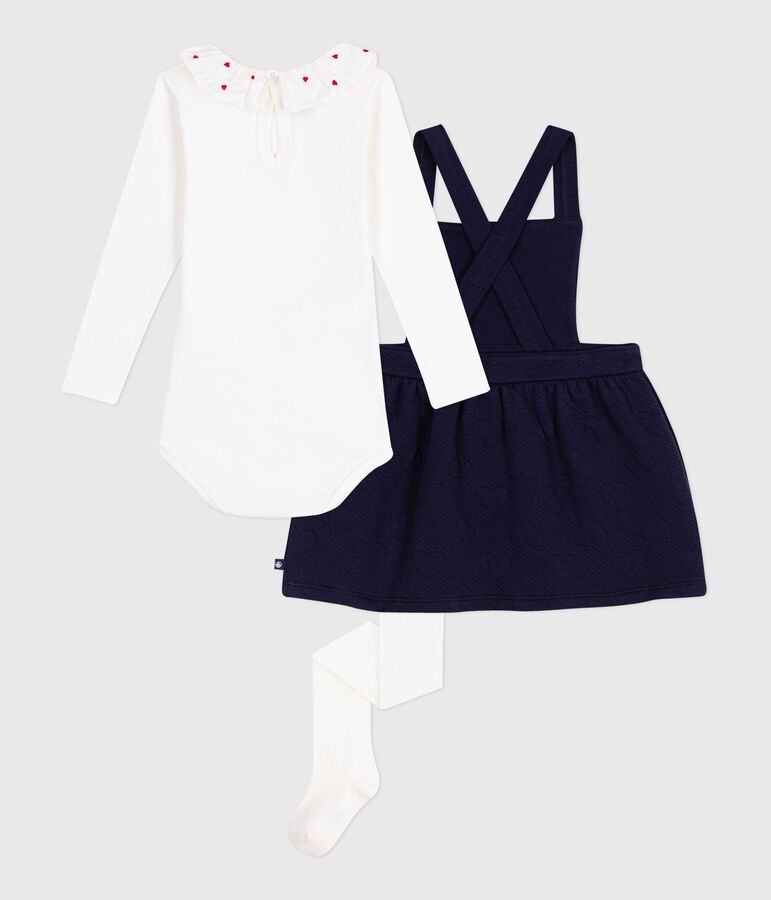 Conjunto de regalo para beb&eacute; de algod&oacute;n: vestido, body y leotardos multicolor