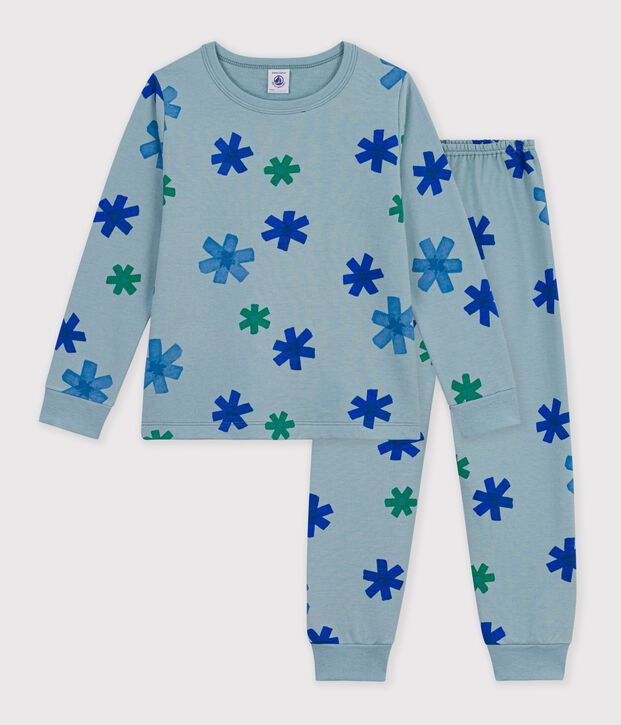 Pijama infantil de mulet&oacute;n con estampado de copos de nieve gris/multicolor