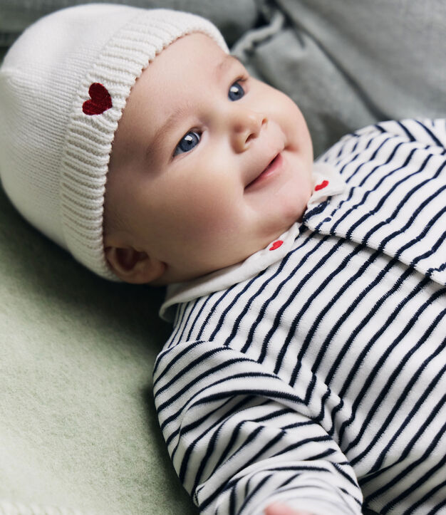 Gorro de reci&eacute;n nacido unisex de algod&oacute;n de punto blanco