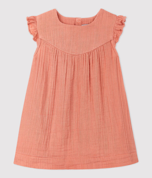 Vestido de gasa de algod&oacute;n ecol&oacute;gico para beb&eacute; rosa