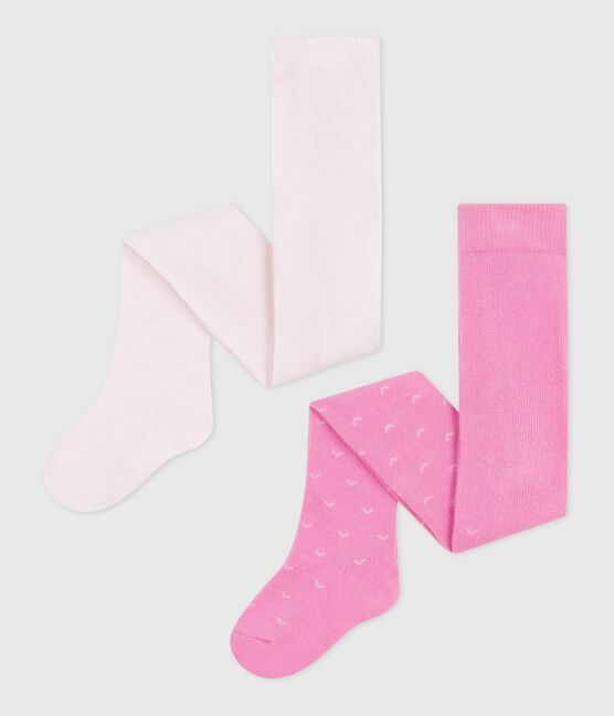 Juego de 2 pares de leotardos de punto de algodón para bebé BOUDOIR/ FLEUR