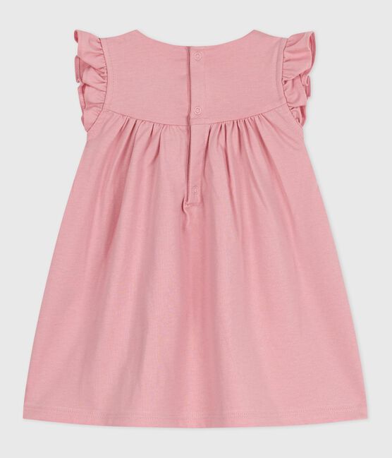 Vestido liso de algodón sin mangas con detalles bordados en el cuello para bebé rosa CHARME