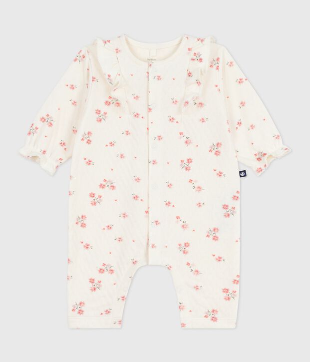 Pelele de algod&oacute;n con volantes y estampado de flores para beb&eacute; crudo/multicolor