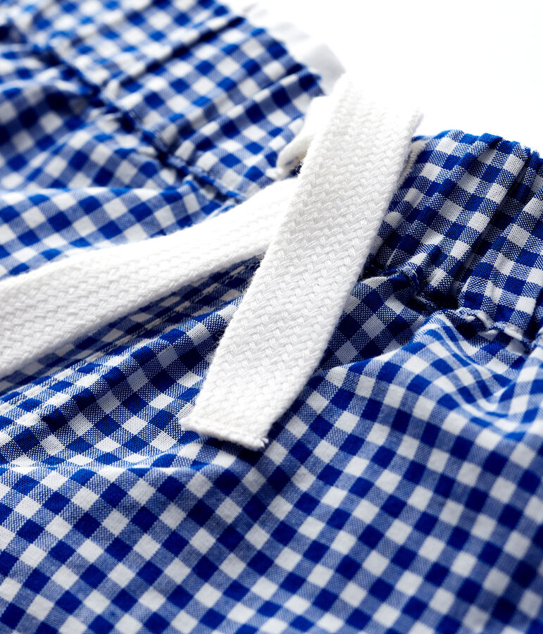 Pantal&oacute;n corto de vichy de urdimbre y trama de beb&eacute; ni&ntilde;o azul/blanco