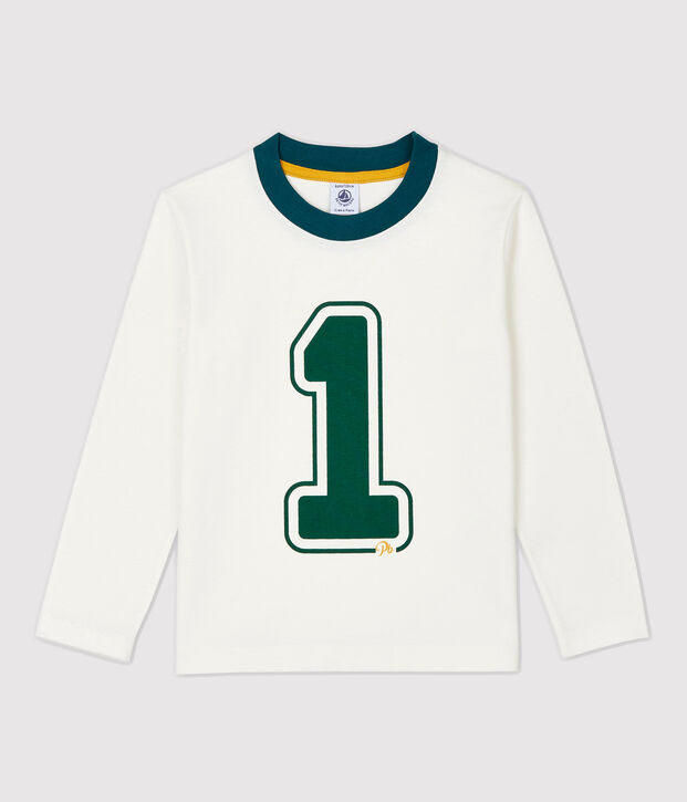 Camiseta de manga larga de algod&oacute;n de ni&ntilde;o blanco