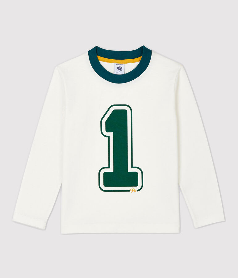 Camiseta de manga larga de algod&oacute;n de ni&ntilde;o blanco MARSHMALLOW 1