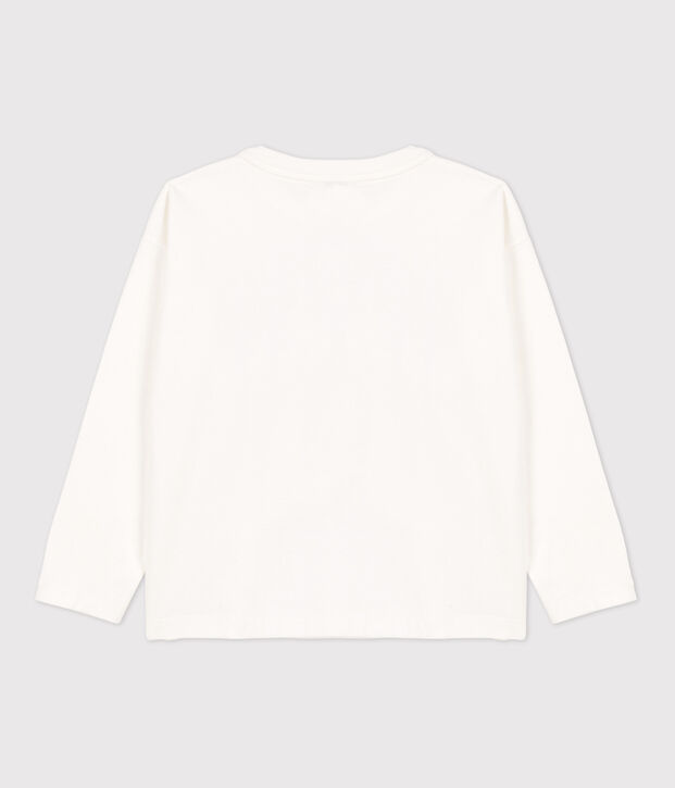 Camiseta de manga larga de algod&oacute;n de ni&ntilde;a blanco