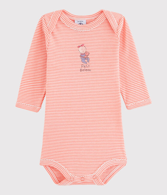 Bodi de manga larga de bebé niña rosa PEACHY/blanco LAIT