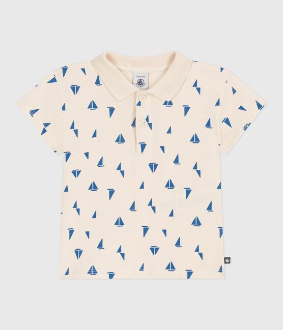 Polo de algodón de manga corta con estampado de barquitos para bebé azul AVALANCHE/blanco PERSE