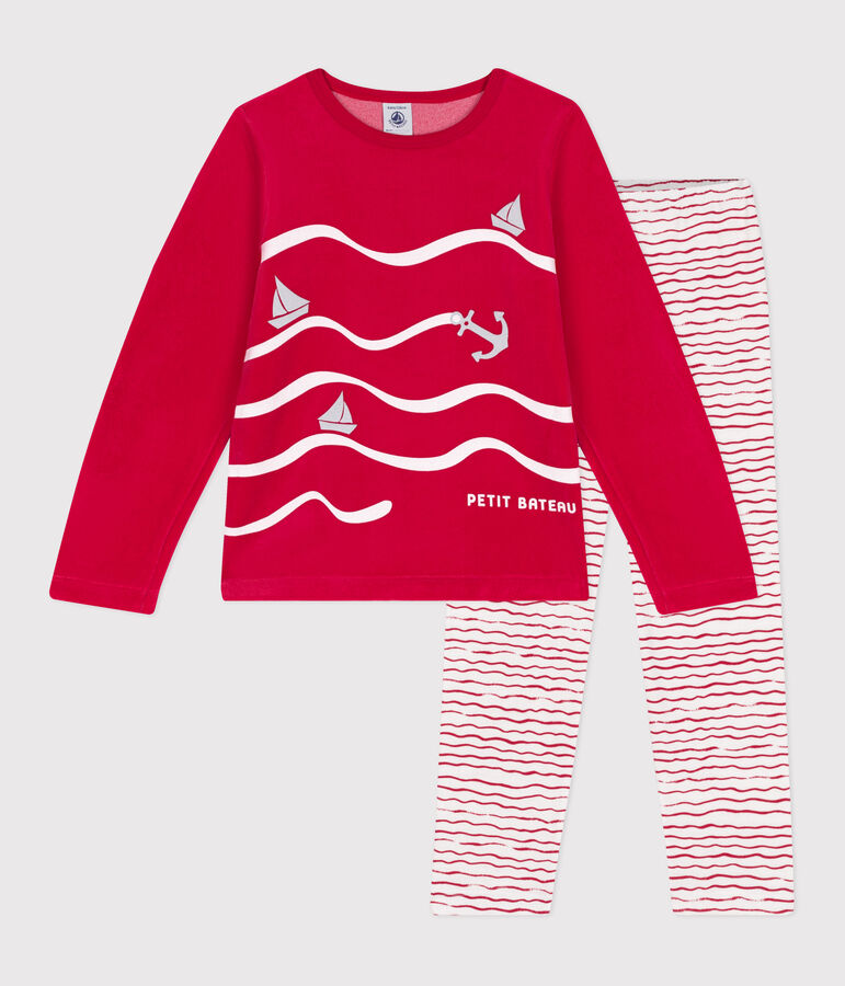 Pijama infantil de terciopelo rojo/multicolor
