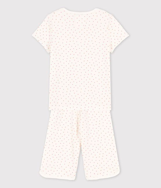Pijama de corazoncitos de algodón de niña blanco MARSHMALLOW/ PAPAYE