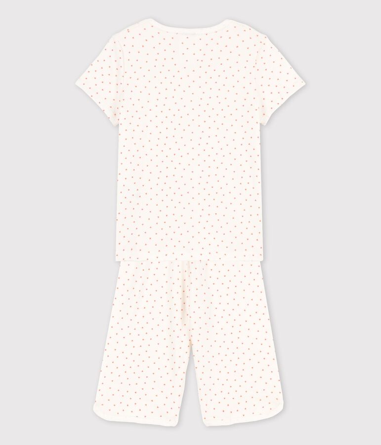Pijama de corazoncitos de algod&oacute;n de ni&ntilde;a blanco MARSHMALLOW/ PAPAYE
