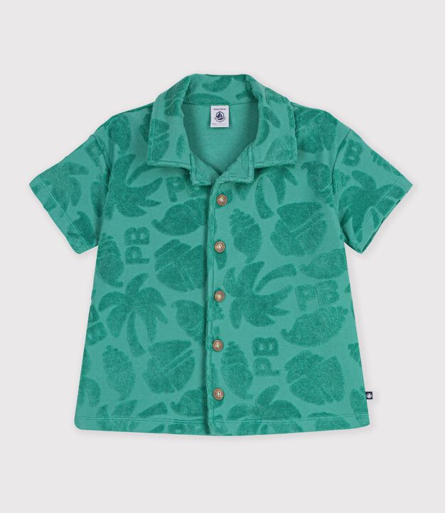 Camisa infantil de algod&oacute;n de manga corta verde
