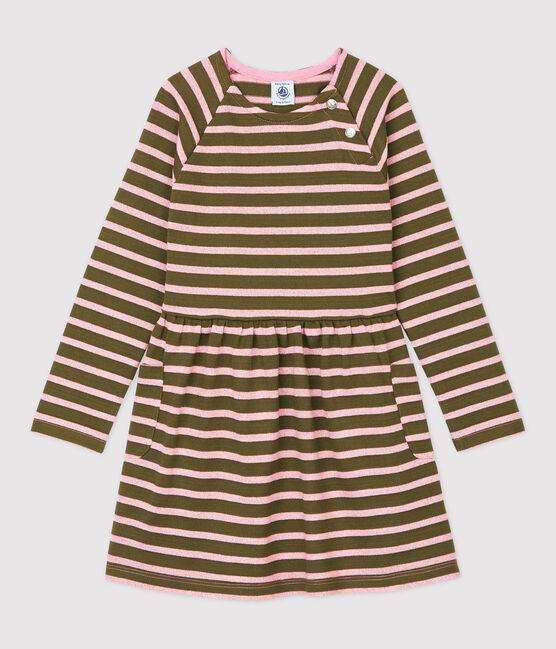 Vestido de manga larga de algodón de niña MILITARY/ CHARME BRILLANT