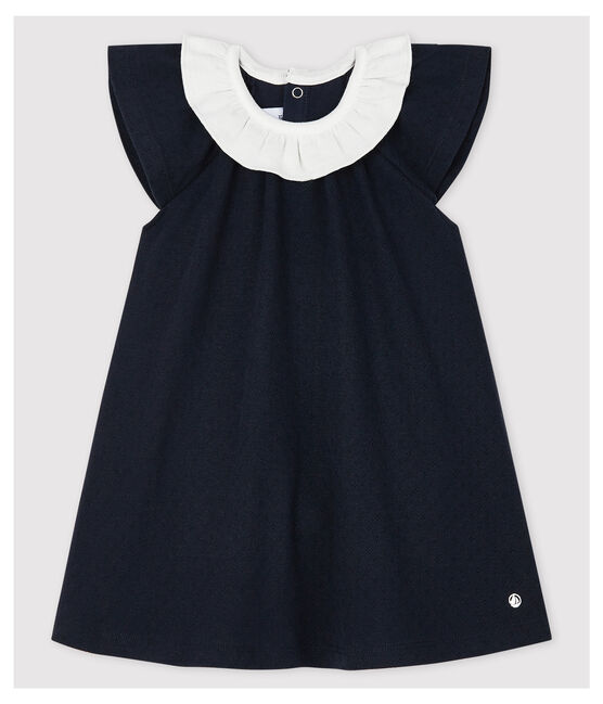 Vestido body con cuello de canalé de bebé niña azul SMOKING