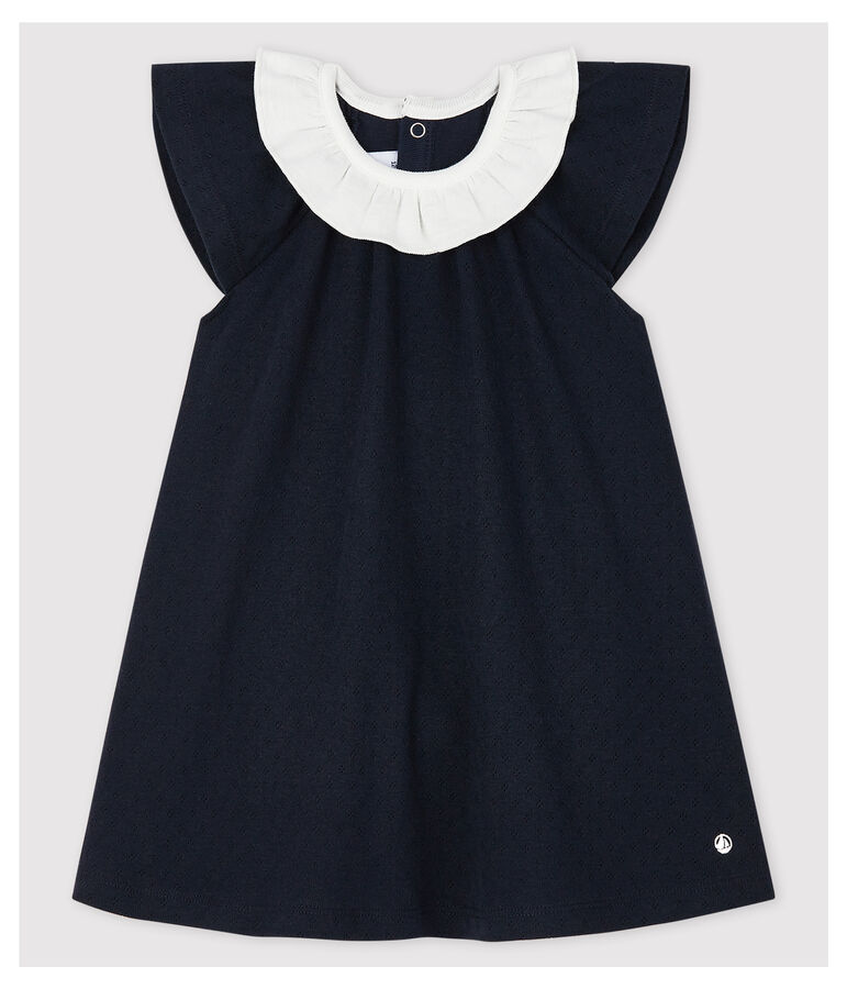 Vestido body con cuello de canal&eacute; de beb&eacute; ni&ntilde;a azul SMOKING