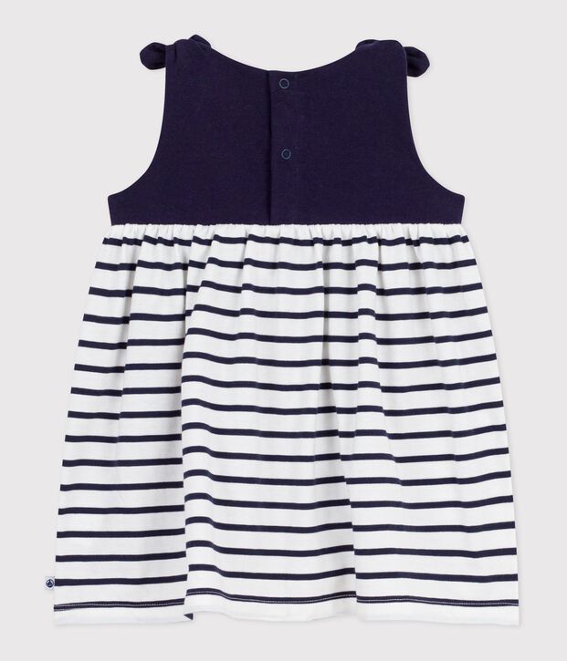 Vestido sin mangas de algod&oacute;n a rayas para beb&eacute; azul/blanco