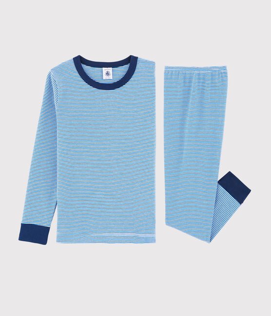 Pijama de mil rayas azul de niño pequeño de punto azul RUISSEAU/blanco MARSHMALLOW