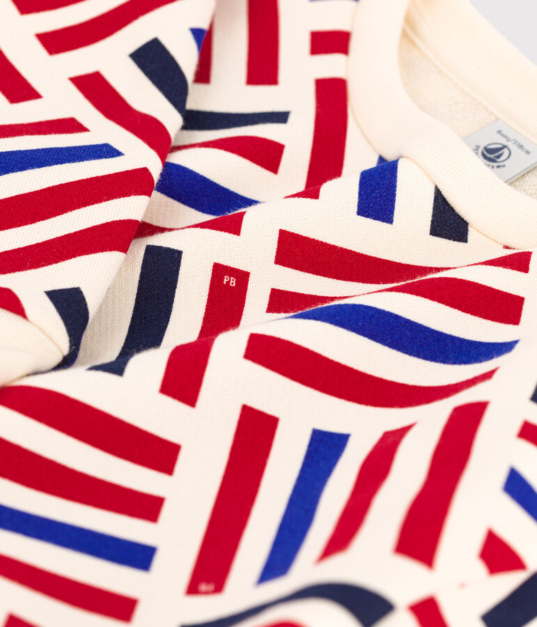 Vestido de manga larga con estampado de mulet&oacute;n de ni&ntilde;a crudo/multicolor