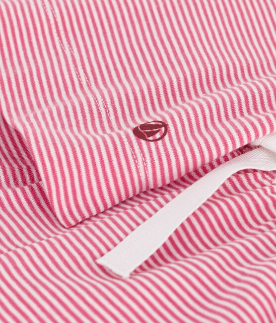 Pijama infantil de manga corta y pernera ancha de algodón a rayas rosa PEONIA/ MARSHMALLOW