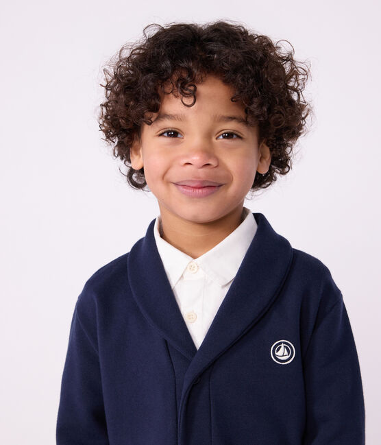 Cárdigan infantil de algodón liso azul SMOKING