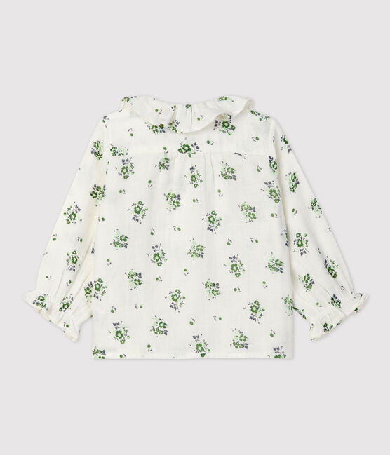 Blusa con estampado de flores de gasa de algodón ecológico para bebé blanco MARSHMALLOW/blanco MULTICO