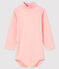 Bodi de manga larga de bebé con cuello vuelto rosa MINOIS/blanco MARSHMALLOW