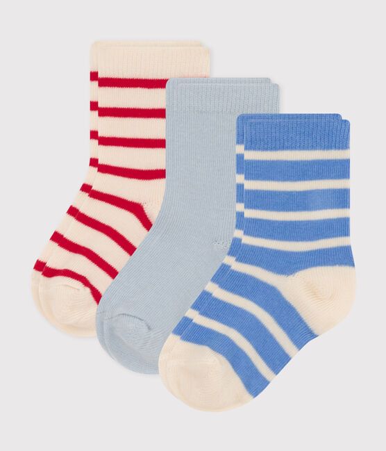 Juego de 3 pares de calcetines de punto de algodón con rayas para bebé variante 1