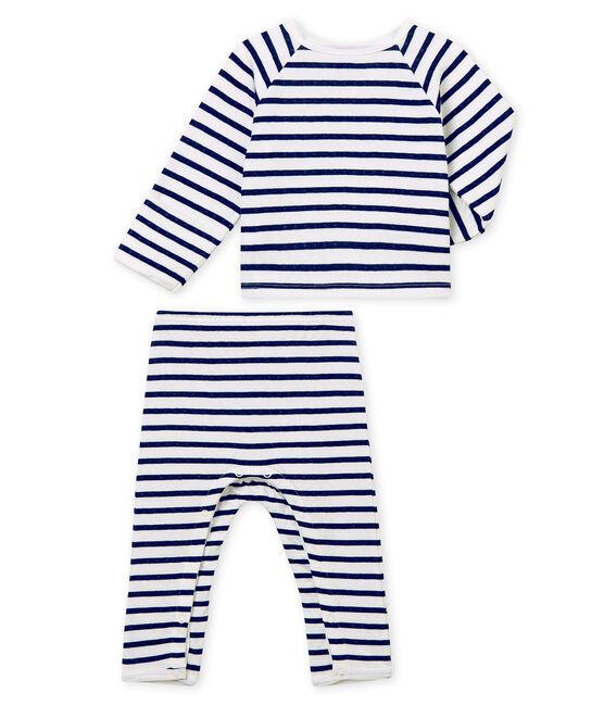 Pijama unisex de bebé en túbico blanco MARSHMALLOW/azul SMOKING