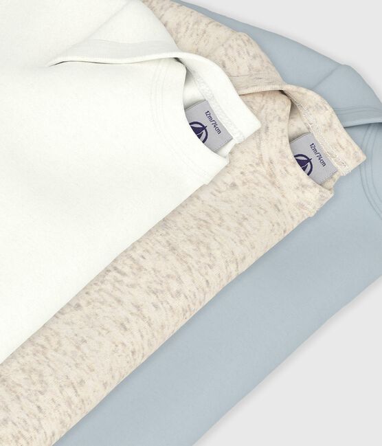 Juego de 3 bodys lisos de manga larga de algodón variante 1