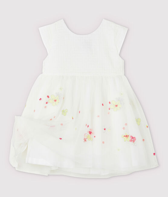 Vestido de celebración con tul bordado de bebé niña blanco MARSHMALLOW/blanco MULTICO