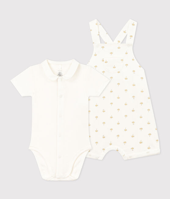 Conjunto de peto y body de algodón para bebé blanco MARSHMALLOW/blanco MULTICO