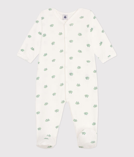 Pijama de algodón con ranas para bebé blanco MARSHMALLOW/blanco MULTICO