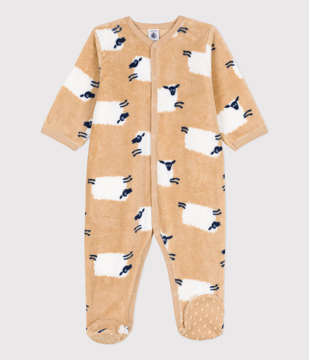 Sobrepijama de tejido polar para beb&eacute; beige/multicolor