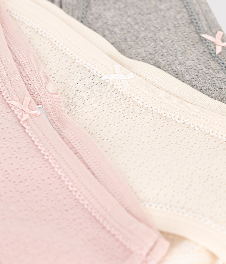 Juego de 3 braguitas infantiles de algod&oacute;n calado de talle alto multicolor