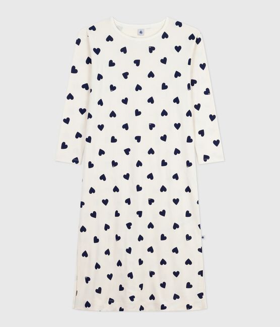 Camisón de algodón con estampado de corazón para mujer azul MILK/ SOIR