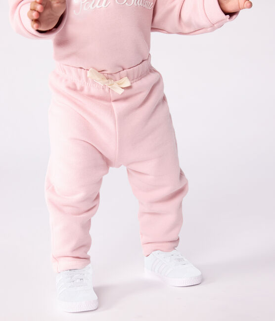 Pantalón liso de algodón para bebé rosa JOLI