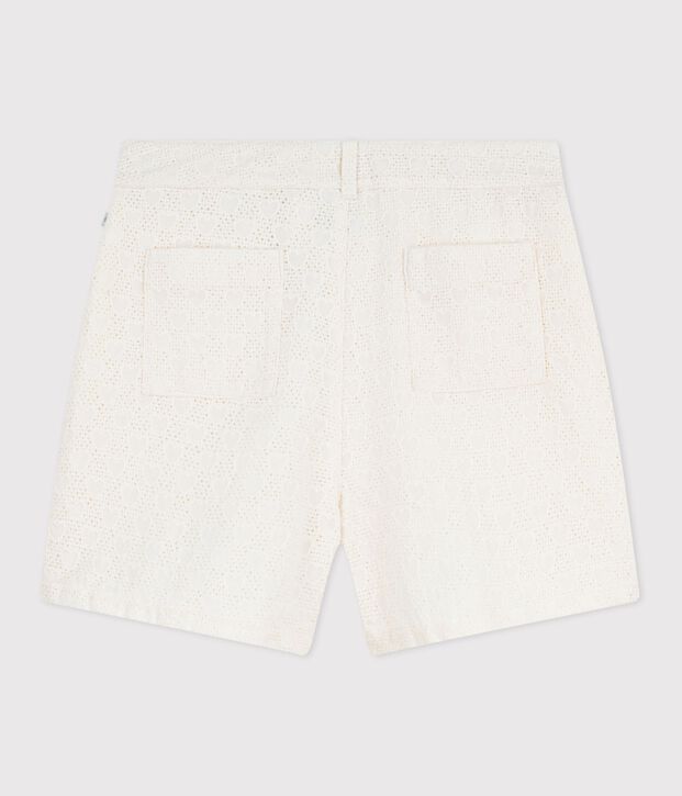 Shorts infantiles de algod&oacute;n con estampado de corazones blanco