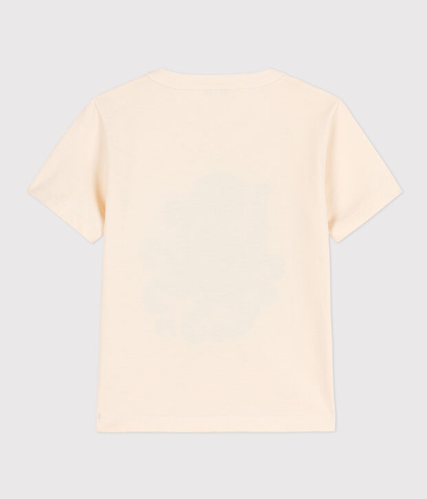 Camiseta flocada de manga corta para ni&ntilde;o crudo