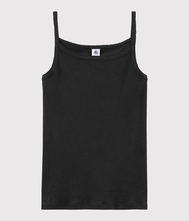 Camiseta de tirantes emblem&aacute;tica de algod&oacute;n de mujer negro