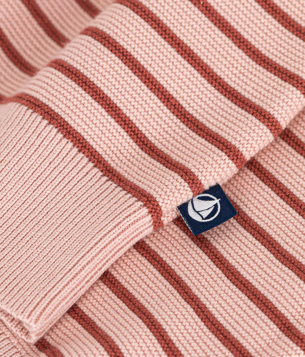 Jersey a rayas de algod&oacute;n de mujer rosa/marron