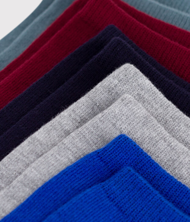 5 pares de calcetines infantiles lisos de algod&oacute;n multicolor