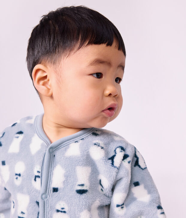 Sobrepijama de tejido polar con estampado de mu&ntilde;eco de nieve para beb&eacute; azul/multicolor