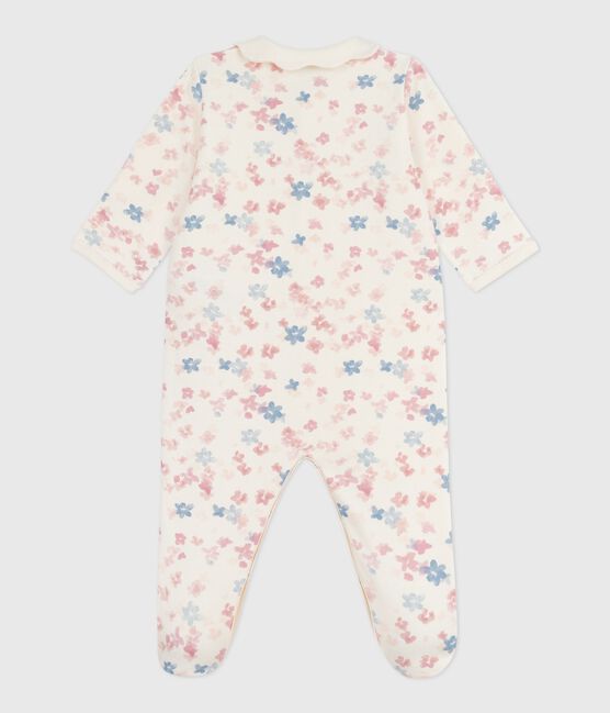 Pijama de felpa cepillada con cuello pétalo y estampado de flores para bebé MILK/ MULTICO