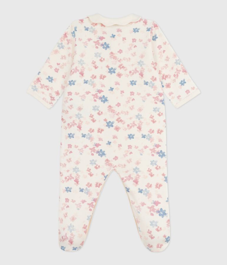Pijama de felpa cepillada con cuello p&eacute;talo y estampado de flores para beb&eacute; MILK/ MULTICO
