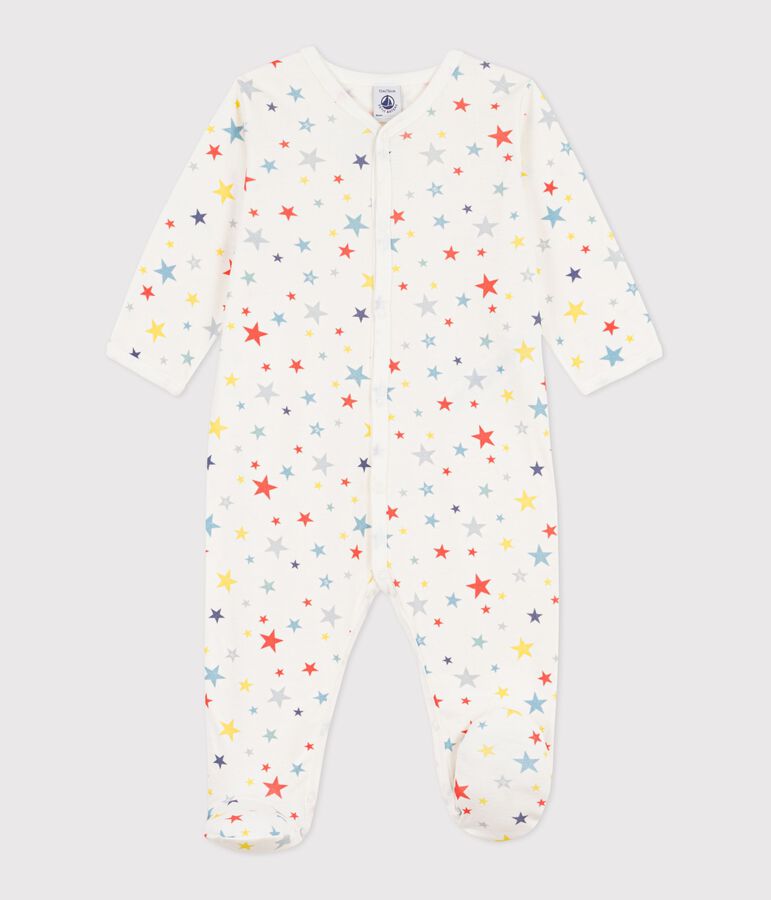Pijama de algod&oacute;n con estampado de estrellas para beb&eacute; blanco/multicolor
