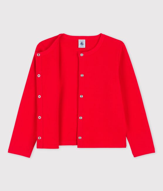 Cárdigan de algodón de niña rojo PEPS